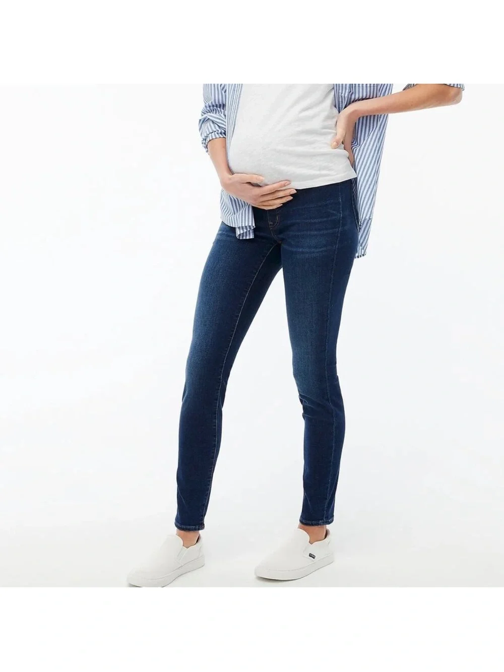 J. Crew Dark Blue Maternity Jeans with Navy Blue Stretch Panel